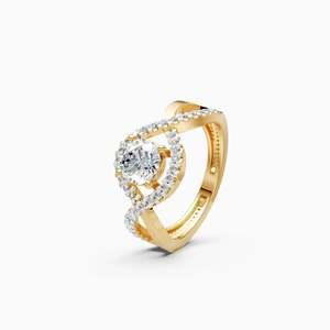Bague de fiançailles solitaire en spirale avec diamant de 1 carat cultivé en laboratoire, taille ronde |   En or jaune, blanc et rose 9 carats - Product Image 2