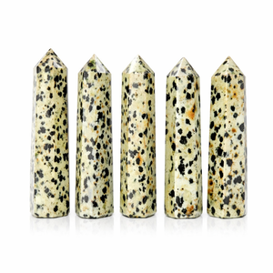 Obélisque en jaspe dalmatien naturel poli, tour de cristal, pierre de guérison pour la méditation et l'énergie, décoration d'intérieur. - Product Image 1