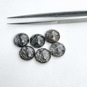 Buy 10mm Natural Black Rutilated Quartz Faceted Round Shape Loose Gemstone Minimalist Quartz Jewelry For Valentine's Day Gifts - Product Image 1