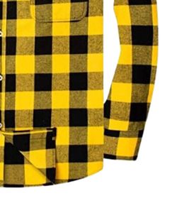 เสื้อเชิ้ตผ้าแฟลนเนลลายตารางสีเหลืองดำสำหรับผู้ชาย แขนยาว ติดกระดุม สไตล์ลำลองสำหรับฤดูหนาว เสื้อเชิ้ตลายตาราง ผลิตโดยโรงงาน OEM ทรงพอดีตัว - Product Image 6