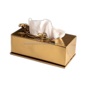 Soporte de pañuelos de hierro y Metal Chapado en cobre, mesa de esquina redonda, caja de pañuelos decorativa para el hogar y restaurantes, decoración de mesa de comedor - Product Image 2