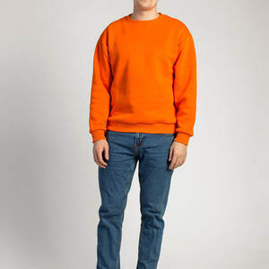 Sweat-shirt orange personnalisé pour homme |   Pull-over col rond uni style streetwear |   Fleece 100% coton lourd |   Doublure anti-rétrécissement | - Product Image 3