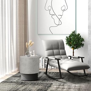 Tavolino Rotondo Regolabile a 4 Piedi con Finitura in Cemento per Uso Interno ed Esterno - Product Image 2