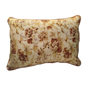 Vintage brown floral print cushion cover cotton-matty cushion cover beautiful piping decorative throw <b>pillow</b> case cushion cover - Product Image 2