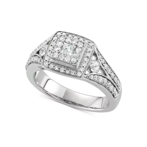 Anillo con Racimo de Diamantes Naturales Redondos y Corte Princesa de 0.75 TCW para Mujer |   Joyería Fina de Lujo para Compromiso, Boda y Aniversario - Product Image 2