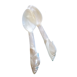 Custom Logo Fish Flower MOP Shell Spoon Long Handle <b>Mirror</b> Polish Engraveable Design Caviar Accessory Tool Storage - Product Image 1