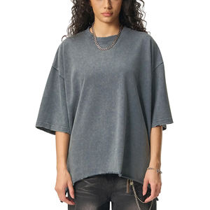 เสื้อยืดวินเทจเปล่าแบบย้อมสีเอซิด ขายส่ง ทรงโอเวอร์ไซส์ ทรงบ็อกซี่ สไตล์ยิม ตลกๆ ฮิปฮอป เสื้อยืดผ้าฝ้าย 100% ยูนิเซ็กส์ ผู้หญิง พิมพ์โลโก้ตามสั่ง - Product Image 1