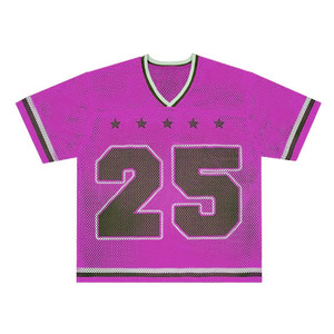 T-shirt de football américain personnalisé pour homme, coupe ample, style streetwear et sportswear, broderie et sublimation, en tissu polyester tricoté - Product Image 5
