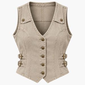 Chaleco Vaquero Negro para Mujer al por Mayor con Bordado para Marcas de Streetwear, Suministro Directo de Fábrica a Granel - Product Image 4