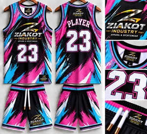 Venta al por Mayor Directa de Fábrica ZIAKOT INDUSTRY Conjunto de Baloncesto Personalizado Reversible Azul Marino de Doble Cara Sublimado - Product Image 4