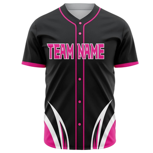Camiseta de Béisbol Personalizada para Hombre, Negra y Rosa, con Botones, Transpirable, Uniforme de Equipo de Softbol, Camiseta Deportiva para Entrenamiento y Juegos - Product Image 2