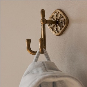 Porte-manteau mural classique en laiton, simple niveau, résistant à la rouille, pour murs et portes - Product Image 6
