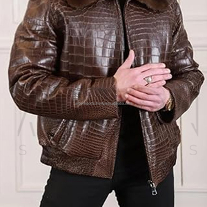 แจ็กเก็ตหนังเนื้อแฟชั่นสำหรับฤดูหนาวสีน้ำตาล - Product Image 6