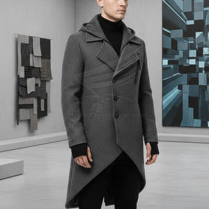 เสื้อโค้ทขนสัตว์ผู้ชายสีตามสั่ง ทรงยาว ตัดเย็บพอดีตัว ระบายอากาศได้ดี แต่งขอบด้วยขนสัตว์ ผ้าคุณภาพสูง บริการ OEM - Product Image 5