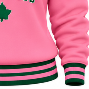 <b>Pink</b> Ladies Ribbed Knit Crew Neck Pullover Sweatshirt Graphic Letter Patch <b>Long</b> <b>Sleeve</b> Casual Varsity Women Fashion <b>Top</b> - Product Image 4