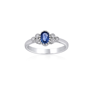 Ivaan Jewels Women's 925 Sterling Silver Oval Tanzanite Ring Cubic Zirconia Floral Cluster Setting Trendy Elegant Gemstone - Product Image 1