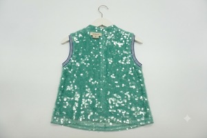 Top Corto Verde con Lentejuelas para Fiesta, sin Mangas, Estilo Halter, con Cintura Natural y Silueta en A para Mujer, Personalizado OEM - Product Image 2