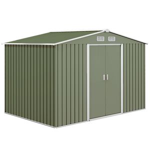 Casetta da Giardino Verde 9x6 con Doppie Porte Scorrevoli e Prese d'Aria (Telaio in Lega e Plastica) - Product Image 1
