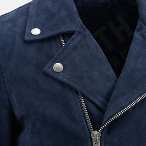 แจ็คเก็ตหนังกลับสไตล์ไบค์เกอร์สุดเท่ห์สำหรับผู้ชาย  ปรับแต่งสีได้  พร้อมปกเสื้อเชิ้ต  ติดกระดุมง่าย  วัสดุหนังกลับ - Product Image 4