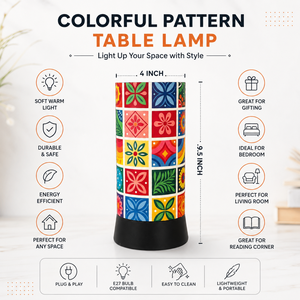 Lámpara de Mesa con Patrón Colorido, Lámpara Decorativa de Noche para Mesa de Noche, Compatible con Bombilla E27, Decoración Moderna para el Hogar, Lámpara de Regalo para Dormitorio o Sala de Estar - Product Image 5