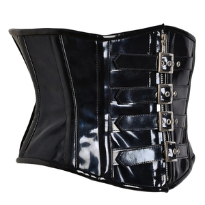 Black PU <b>Leather</b> Bodycon Mini Club Dress High Neck Full Sleeve <b>Corset</b> Style Sexy Solid Color Adult Women's Dress - Product Image 6