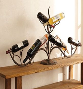 Elegante soporte de metal arqueado de 3 niveles para vino con una elegante asa superior para transportarlo. Disponible a precios de mayorista. - Product Image 3