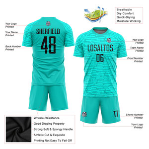 Maillot de football personnalisé Aqua Black Sublimation, respirant, anti-humidité, kit de football personnalisé, équipe professionnelle - Product Image 5