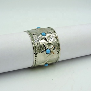 <b>Hammered</b> Brass Napkin Ring Silver Color Eco-Friendly Luxurious Modern Party Table Setting Napkin <b>Holder</b> Decoration - Product Image 6