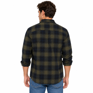 Reinforced Stitching <b>Men</b> <b>Flannel</b> <b>Shirt</b> 100% Cotton Breathable Vintage Inspired Outdoor Workwear Stylish Durable Button Formal - Product Image 2