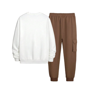 Ensemble de survêtements en molleton de qualité supérieure pour l'hiver, sweat-shirts et pantalons de survêtement décontractés, survêtement personnalisé pour hommes, vêtements de sport classiques, couleur unie - Product Image 2