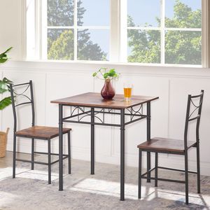 <b>Retro</b> Brown 3-Piece Kitchen <b>Dining</b> Room <b>Table</b> Set with Chairs - Product Image 2