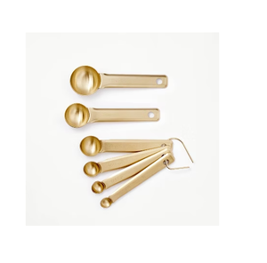 Juego de 5 cucharas medidoras de latón dorado, cucharas medidoras de latón, cucharas medidoras de latón de diseño personalizado, cucharas medidoras de latón. - Product Image 1