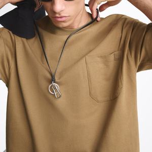 เสื้อยืดระบายอากาศแบบว่างเปล่าสำหรับผู้ชายเสื้อยืดสีดำแบบกำหนดเองขนาดใหญ่เสื้อยืดผ้าฝ้ายสะพายไหล่ทรงหลวม - Product Image 5