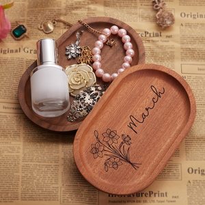 Wooden Oval <b>Storage</b> Tray Varnished Minimalist Design Single Tier Standing Type For <b>Table</b> Use Food Serving Tray - Product Image 5