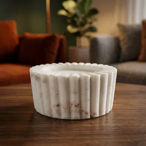 Brûleur d'encens rond en marbre, décoration d'intérieur, design minimaliste, durable, salon, toutes saisons - Product Image 3