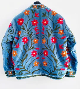 Handmade Reversible Suzani <b>Velvet</b> Embroidered Jacket <b>Women</b> | Boho Indian Ethnic Winter <b>Coat</b> Wholesale - Product Image 4
