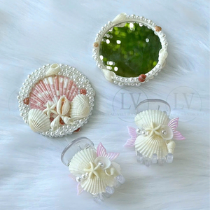 Espejo de Mano con Conchas Marinas y Perlas, Estilo Veraniego Costero, Mini Espejo Compacto para Decoración y Regalos Inspirados en la Playa, de Vietnam - Product Image 5