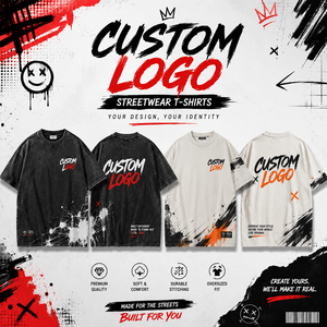T-shirt streetwear personnalisé avec logo, devant uni, pour homme, 100% coton, coupe ample, manches courtes, tissu jersey écologique, col rond - Product Image 1