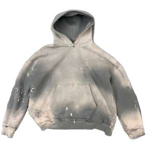 Sudadera con capucha para hombre, 100% algodón, forro polar grueso, estilo vintage, desgastada, con efecto descolorido por el sol, lavado ácido, personalizable, 2026 - Product Image 1