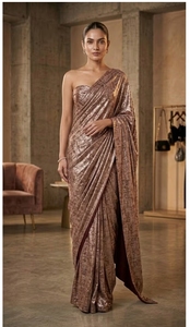KV Gorgeous Bronze Radiant <b>Red</b> <b>Silk</b> Saree with Unstitched Blouse - Product Image 5