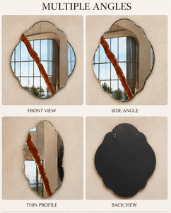 Frameless <b>Wall</b> Mirror Oval Stripe Design Decorative Mirror Bathroom Bedroom Living Room Modern Stylish <b>Wall</b> <b>Mounted</b> 23*21 Inch - Product Image 6