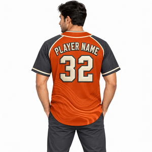 Maillot de baseball imprimé personnalisable unisexe col en V boutonné manches courtes séchage rapide évacuation de l'humidité respirant antibactérien 100% - Product Image 3