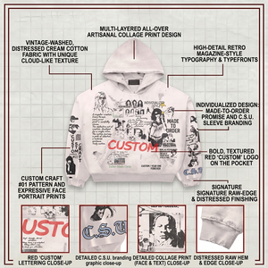 Sweat à capuche coupe ample pour homme 450 g/m² – Effet délavé soleil, graphique vieilli, streetwear personnalisé, pull blanc tendance - Product Image 4