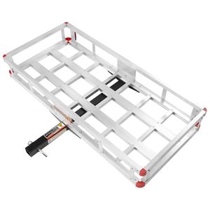 Portapacchi in Alluminio Antiruggine 49.4 X 22.4 X 7.1 Pollici, Capacità di Carico 500 lbs, Cestello Portabagagli Montato su Gancio di Traino - Product Image 1