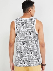 Camiseta sin mangas con estampado geométrico para hombre, cuello redondo, informal, transpirable, de algodón, con diseño blanco y gris - Product Image 5