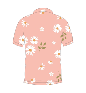 Polo pour homme à imprimé floral rose marguerite, manches courtes, décontracté, pour l'été, pour le golf - Product Image 2
