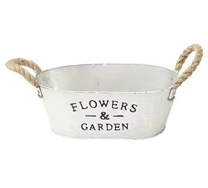 Galvanized Metal Bucket With Handles Durable Outdoor Garden Planter For Flower Green Plant <b>Container</b> Planter Pot - Product Image 5