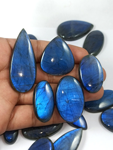 Cabochons de labradorite bleue naturelle de qualité supérieure, pierres précieuses en vrac de 20-35 mm de formes variées, prix de gros pour la fabrication de bijoux en argent - Product Image 5