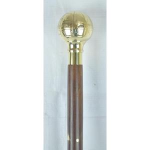 Custom Length Polish Natural Wooden Walking <b>Stick</b> With Gold Brass Ball handle Easy Grip Water Resistance Durable Design - Product Image 2