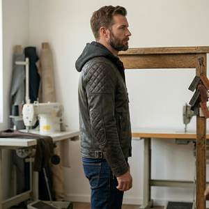 Vestes pour hommes à faible MOQ, sur mesure, en cuir véritable, élégantes, à col montant et manches longues - Product Image 4